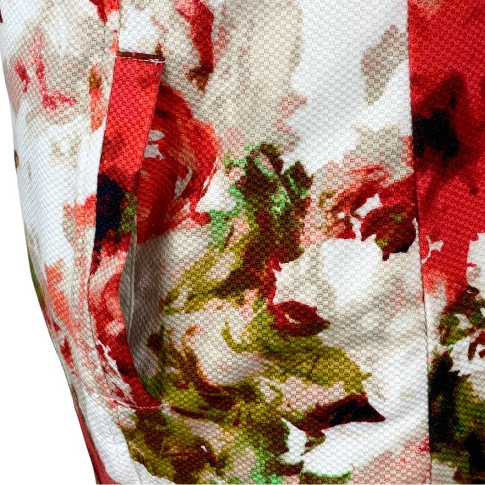 Liz Claiborne White Red Floral Boudreau Neckline Cap Sleeves Sheath Midi Dress 4 - Picture 9 of 15